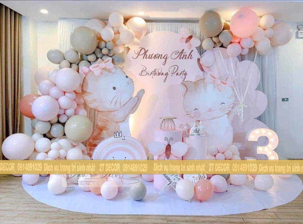 Trang Trí Sinh Nhật Bé Gái Chủ Đề Mèo Con 2T-218 trang-tri-sinh-nhat-be-gai-chu-de-meo-con-2T-218